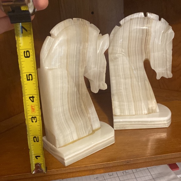 Mid century marble and onyx horse head bookends - Picture 6 of 6